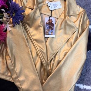 ob.sess Jackets & Coats - Girl gold metallic jacket XL faux leather ob.sess Jackets & Coats - Girl gold metallic jacket XL faux leather